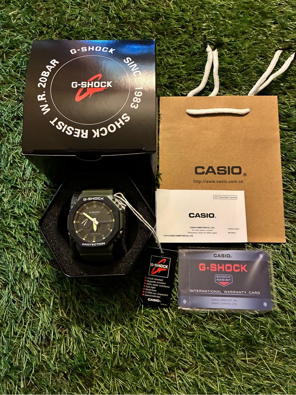 Casio G-SHOCK Black and Green Men's Watch with Packaging